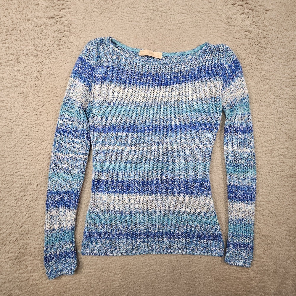 Zara Ombre Sweater Women M Blue Open Knit Sheer Beachy Coastal Preppy Y2K Indie